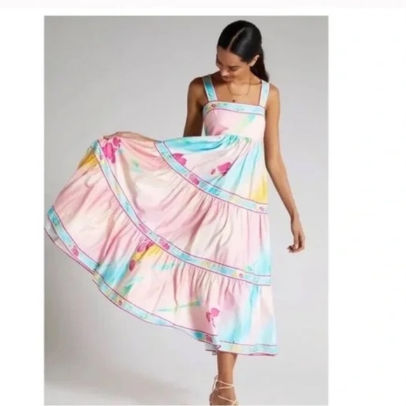 Hunter Bell Rita Dress Multi Flower Maxi Multicolor Size XS - Picture 9 of 10